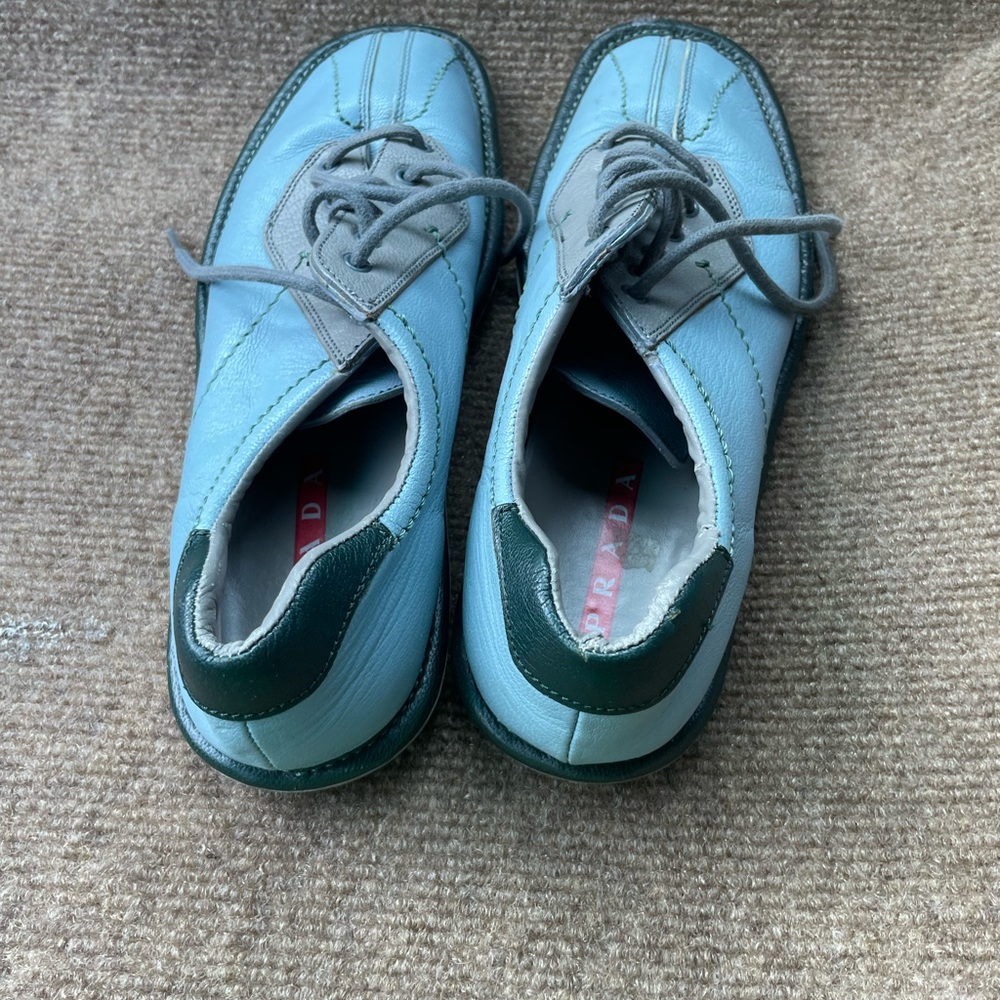 PRADA Light Blue Leather Women’s Lace-Up Shoes - Picture 3 of 8